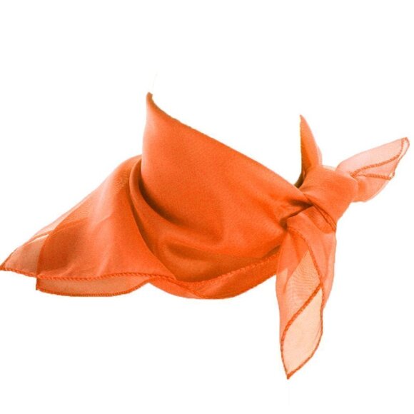 Orange Sheer Chiffon Scarf 50s Style for Head Neck Costume 21" Square - Hey Viv - Picture 5 of 7
